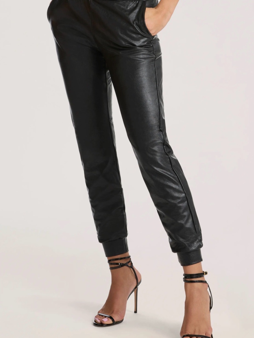 Commando Black Faux Leather Jogger Pants - Women's